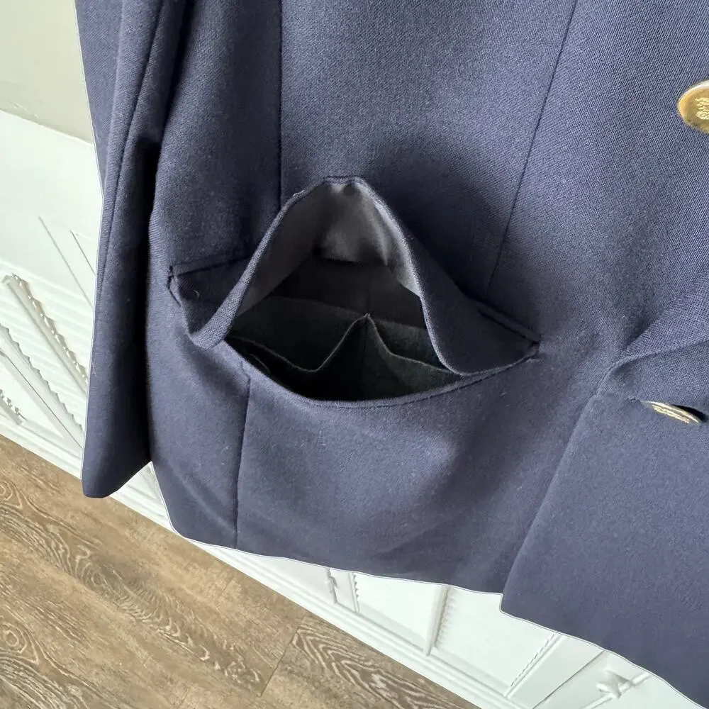 Vintage Burberrys' Navy Blue 100% Wool Double Breasted Sport Coat Blazer Size XL - Picture 6 of 6